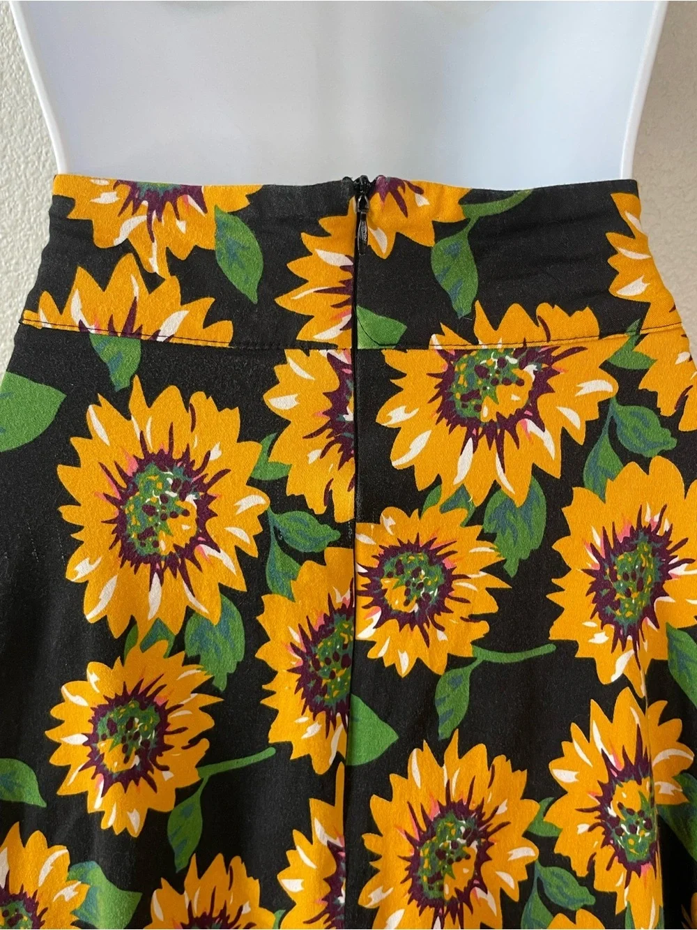 Fancyqube Sunflower Floral A-Line Midi Skirt High Waist Cottagecore Prairie